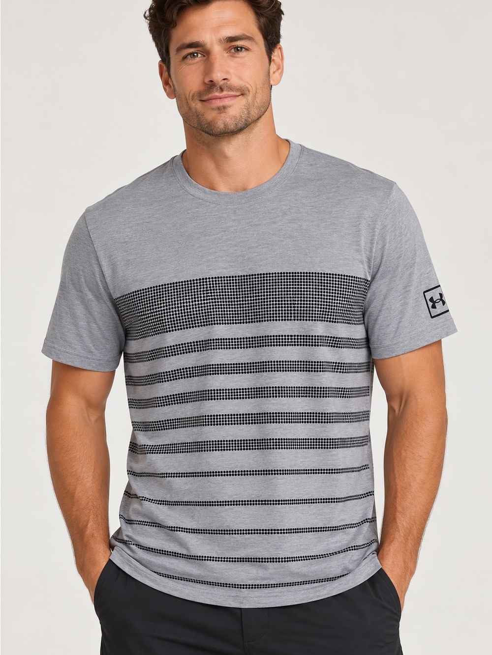 Under Armour Grey Short Sleeve Striped Performance Tee